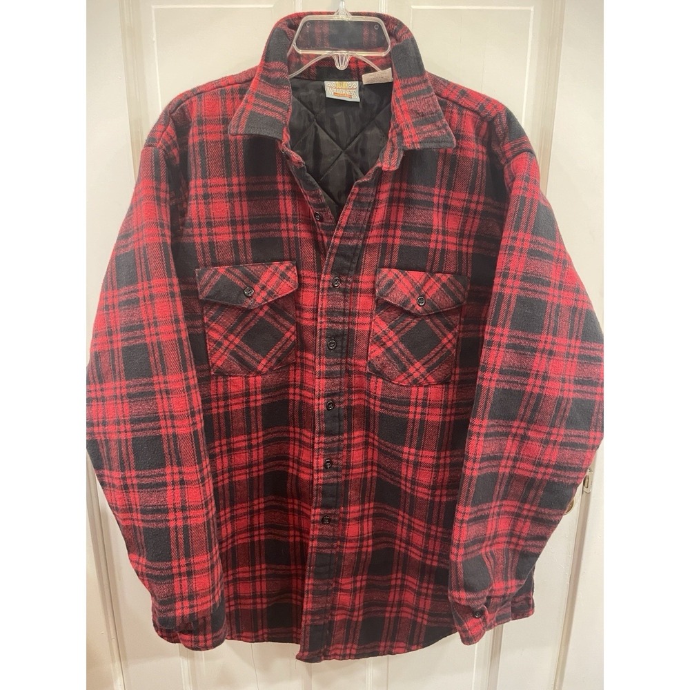 VTG Ozark Lumber Jacket Mens XL Padded Flannel Quilted Coat Check Shirt Warm EUC
